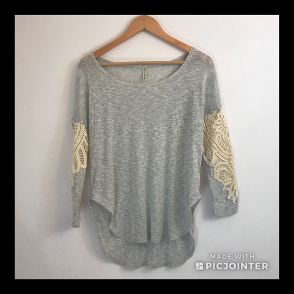LF Tops - LF Crochet Sleeve Knit Top (Size XS)